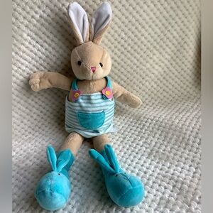Loblaws Plush Long Leg Bunny Rabbit Striped Outfit with Slippers Stuffed Animal